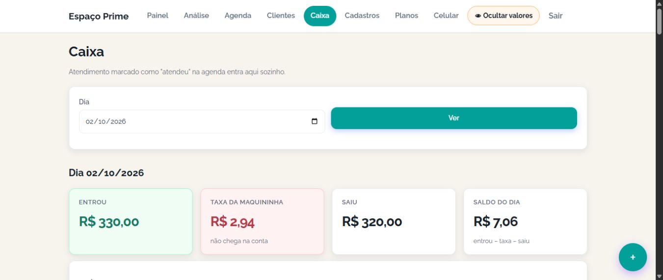 Caixa real do GereBem com fechamento, taxas e formas de recebimento